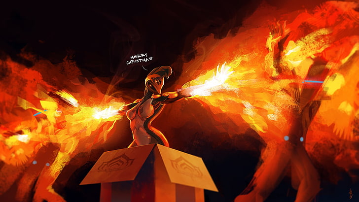 orange dragon with flame digital wallpaper, Warframe, Ember (Warframe), Corpus (Warframe), fantasy art, HD wallpaper