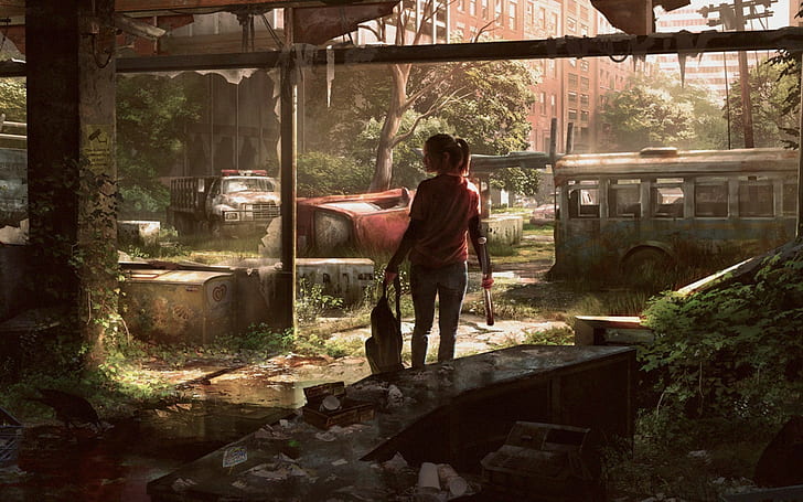 Kaos merah wanita, The Last of Us, apokaliptik, Wallpaper HD