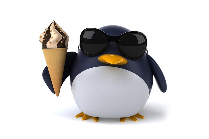 penguin clip art, penguin, character, funny, ice cream, pinguin, HD wallpaper