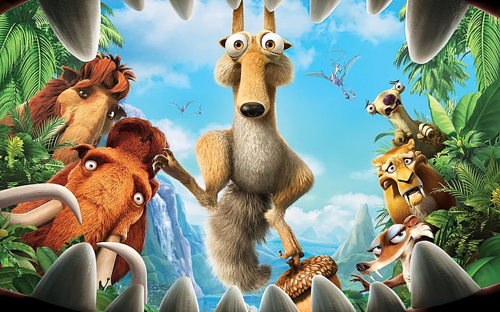 Ice Age digital wallpaper, Ice Age, Ice Age: Dawn of the Dinosaurs, teeth, animated movies, movies, HD wallpaper