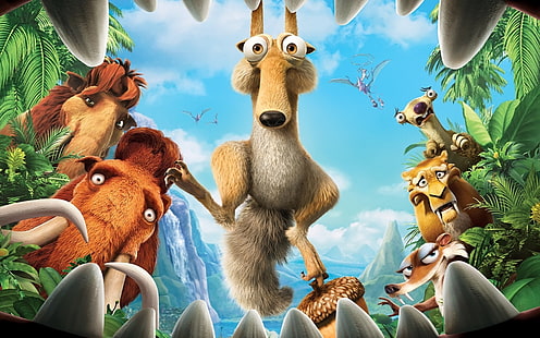 Ice Age digital wallpaper, Ice Age, Ice Age: Dawn of the Dinosaurs, teeth, animated movies, movies, HD wallpaper HD wallpaper