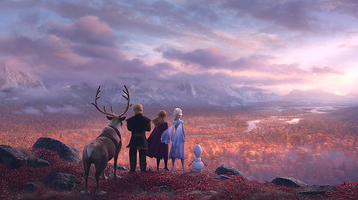 Frozen, Red, Fantasy, Nature, Blizzard, Beautiful, Anime, Wood, Winter, Anna, Tree, Queen, Snow, Girls, Female, Family, year, Women, Blonde, Woman, Princess, Ice, River, EXCLUSIVE, Animation,Walt Disney Pictures, Lady, Fog, Movie, Lake, Forest, Blonde Hair, Trees, Film, Musical, Hair, Adventure, Red Hair, Friends, Kristen Bell, Witch, Animal, Comedy, Ginger, Deer, Elsa, Walt Disney AnimationStudios, Olaf, Kristoff, Snow Queen, Jonathan Groff, Snowflake, Idina Menzel, EXTENDED, Ice Queen, Sisters, Ice Princess, Josh Gad, Princesses, Ladies, Magician, Evan Rachel Wood, 2019, Frozen 2, Frozen II, Sterling KBrown, primo sguardo, Sfondo HD