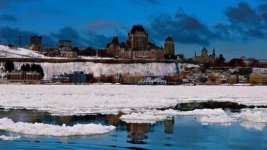invierno, la ciudad, Quebec, Fondo de pantalla HD HD wallpaper