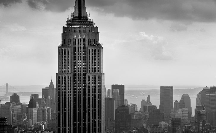 Empire State Building, high-rise building, Black and White, Building, State, Empire, HD wallpaper
