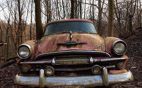 coche, viejo, vehículo, ruina, Fondo de pantalla HD HD wallpaper