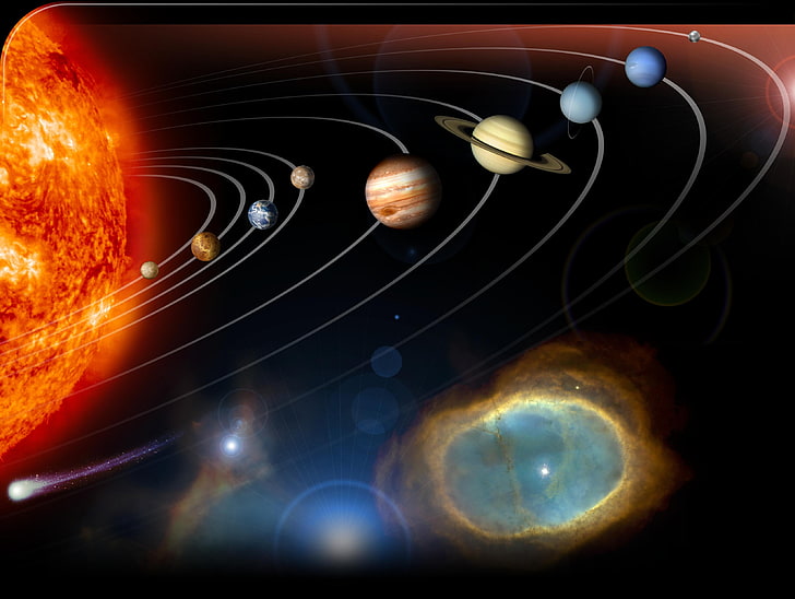 Solar System, solar system digital wallpaper, 3D, Space, star, solar system, HD wallpaper