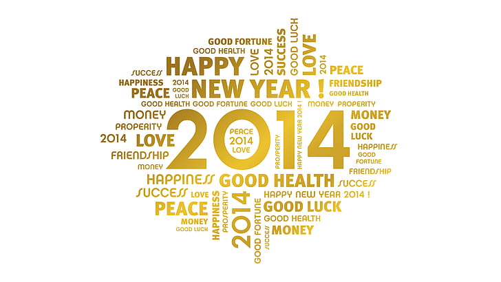 Happy New Year 2014 Gold, 2014, new year, happy new year 2014, HD wallpaper
