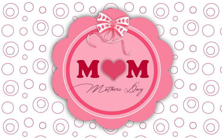 scalloped pink mom dekorasi hari ibu, hari ibu 2015, hari ibu, kartu, hati, Wallpaper HD