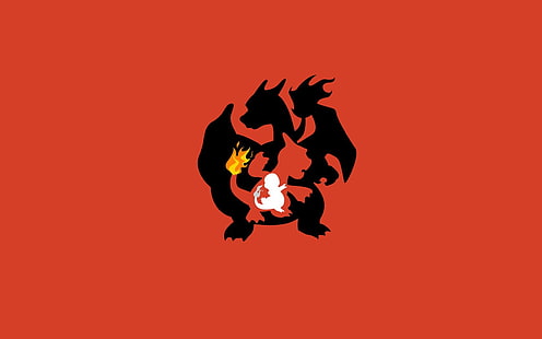 papel de parede de dragão branco, vermelho e preto, Pokemon First Generation, Charmander, Charmeleon, Charizard, evolução, HD papel de parede HD wallpaper