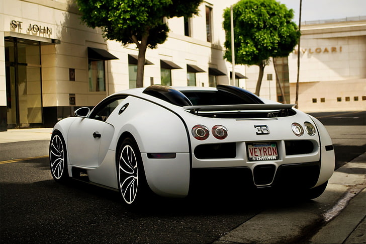 concetto Bugatti bianco, bugatti, bianco, vista posteriore, paraurti, Sfondo HD