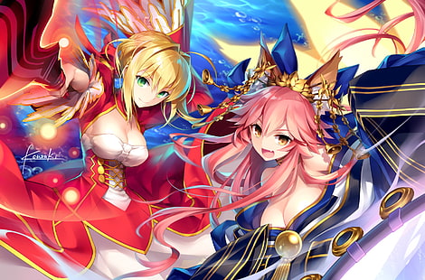 Fate Series, Fate/Extra, Nero Claudius, Red Saber, Tamamo no Mae, HD wallpaper HD wallpaper