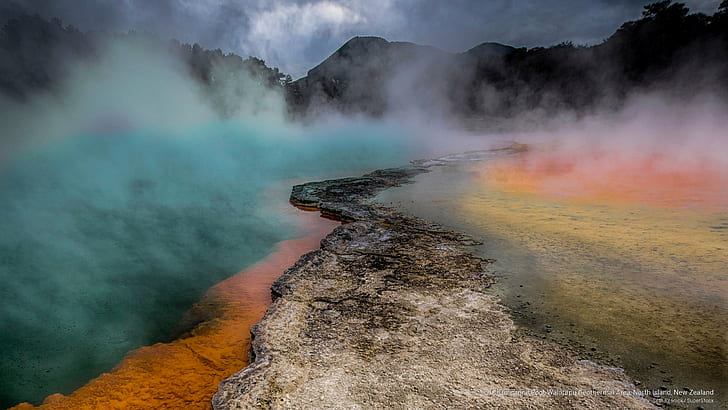 Champagne Pool, geothermischer Bereich Waiotapu, Nordinsel, Neuseeland, Ozeanien, HD-Hintergrundbild