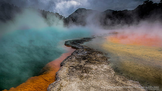 Champagne Pool, geothermischer Bereich Waiotapu, Nordinsel, Neuseeland, Ozeanien, HD-Hintergrundbild HD wallpaper