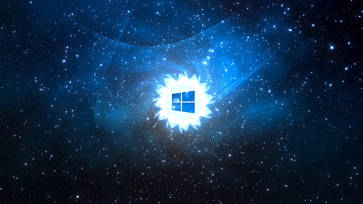Microsoft Windows 10 digital wallpaper, space, emblem, operating system, Windows, Windows 8, in the style of mac os, Windows 8 style, HD wallpaper
