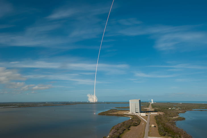 SpaceX, paparan lama, asap, Cape Canaveral, Wallpaper HD