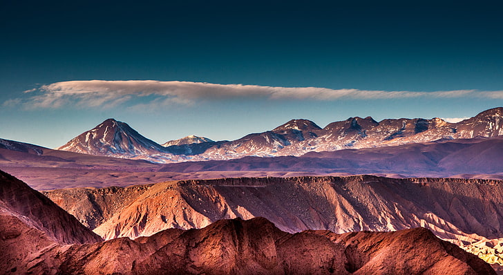 montanha do deserto, montanhas, areia, céu, camadas, HD papel de parede