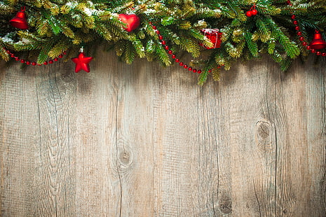 緑のクリスマスの装飾、新年、クリスマス、メリークリスマス、 HDデスクトップの壁紙 HD wallpaper