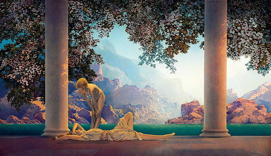 malarstwo, sztuka klasyczna, Maxfield Parrish, świt, Tapety HD HD wallpaper