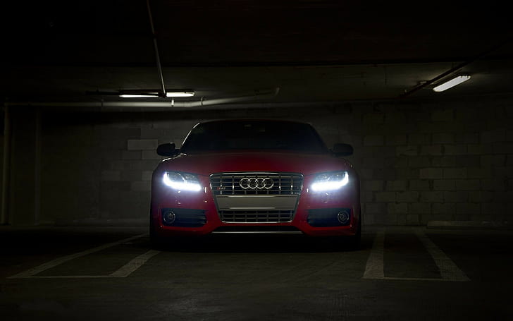 Audi Lights HD, red audi car, cars, lights, audi, HD wallpaper