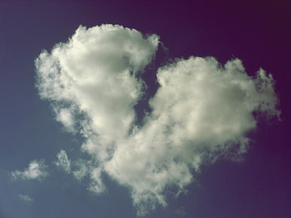 흰 구름, 하늘, 구름, 기분, 심장, 구름, 상한 마음, 상한 사랑, HD 배경 화면 HD wallpaper
