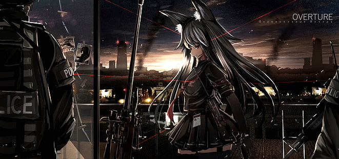 Anime, Original, Girl, Gun, Nekomimi, Police, Sniper Rifle, Uniform, Weapon, HD wallpaper HD wallpaper