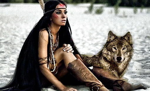 Fotografia, Manipolazione, Nativi americani, Donna, Sfondo HD HD wallpaper