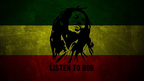 Potret pop Bob Marley, bob marley, bendera, senyum, gimbal, huruf, Wallpaper HD HD wallpaper
