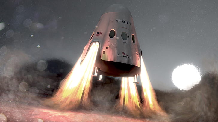 SpaceX, spaceship, artwork, space shuttle, HD wallpaper