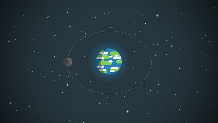 Erde, Mond, Minimalismus, Sterne, Weltraum, kurzgesagt, HD-Hintergrundbild