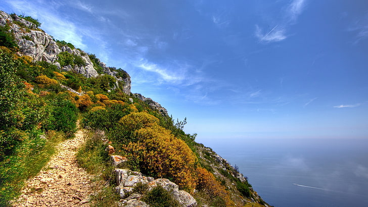 البحر والساحل والطبيعة والمناظر الطبيعية والصخور، خلفية HD