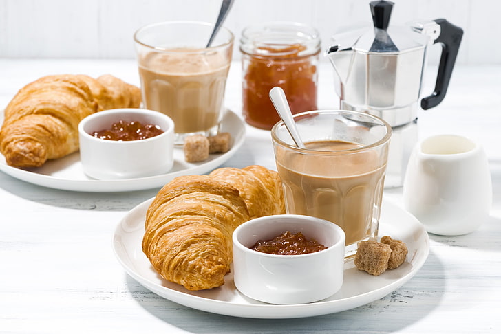 Essen, Frühstück, Croissants, HD-Hintergrundbild