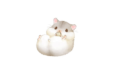 Anime, Original, Cute, Eating, Hamster, HD wallpaper HD wallpaper
