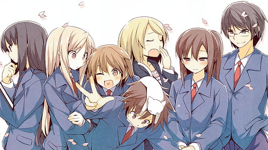 ilustração de anime de meninas de escola, Sakurasou no Pet na Kanojo, Aoyama Nanami, Shiina Mashiro, gato, Kamiigusa Misaki, HD papel de parede HD wallpaper
