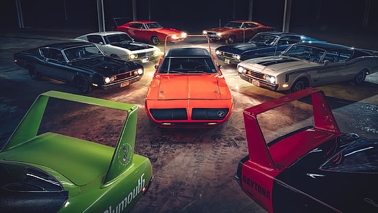 Plymouth Superbird, Dodge Charger Daytona, Ford Torino, Mercury Cyclone Spoiler, Muscle-Cars, Scheinwerfer, Nascar, Oldtimer, HD-Hintergrundbild HD wallpaper