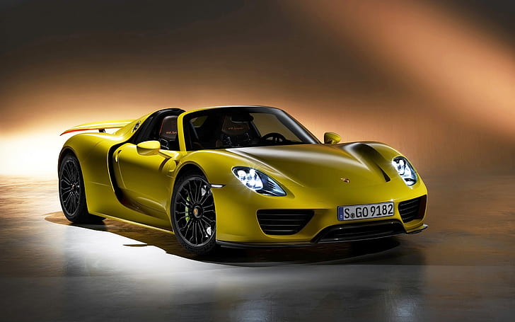 2014 Porsche 918 Spyder, gelbe Porsche Carrera GT, Spyder, Porsche, 2014, HD-Hintergrundbild
