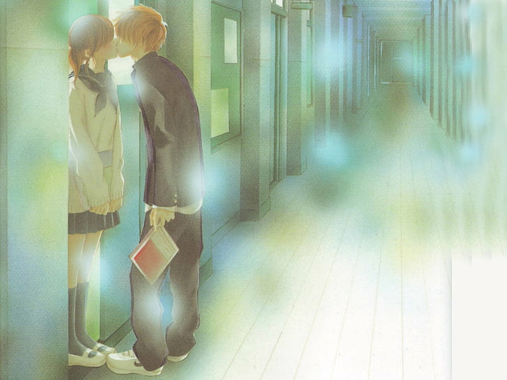 anime, kissing, HD wallpaper
