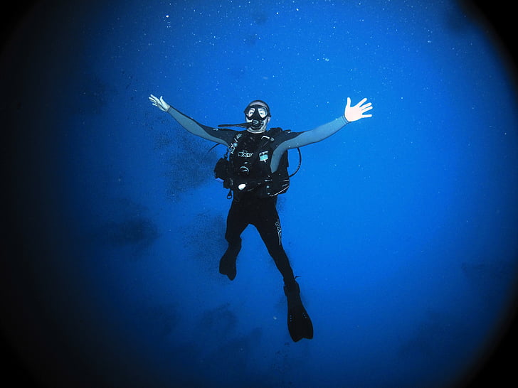 diver, diving, ocean, scuba, sea, underwater, HD wallpaper