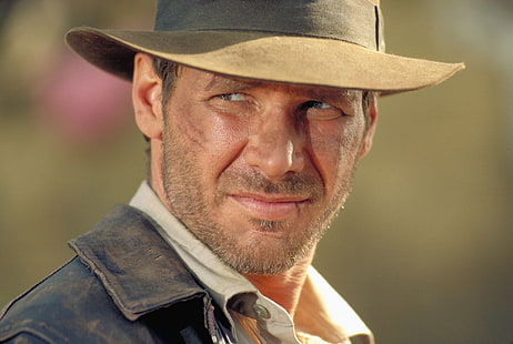 regarder, visage, chapeau, Harrison Ford, Indiana Jones et le Temple maudit, Fond d'écran HD HD wallpaper