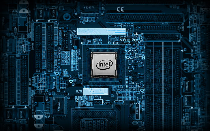 ชิป Intel, แผงวงจร Intel สีน้ำเงินและสีเทา, intel, ชิป, วอลล์เปเปอร์ HD