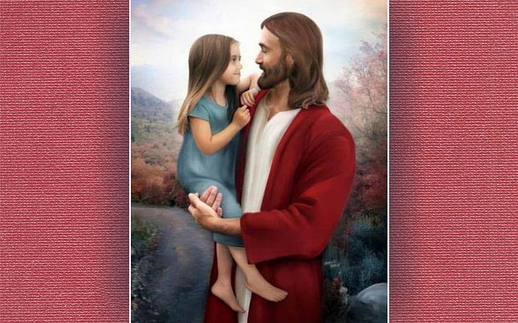 Jesus e menina, amor, Cristo, menina, Jesus, HD papel de parede