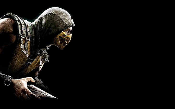 Scorpion Mortal Kombat Black Knife HD, videogame, preto, faca, mortal, kombat, escorpião, HD papel de parede