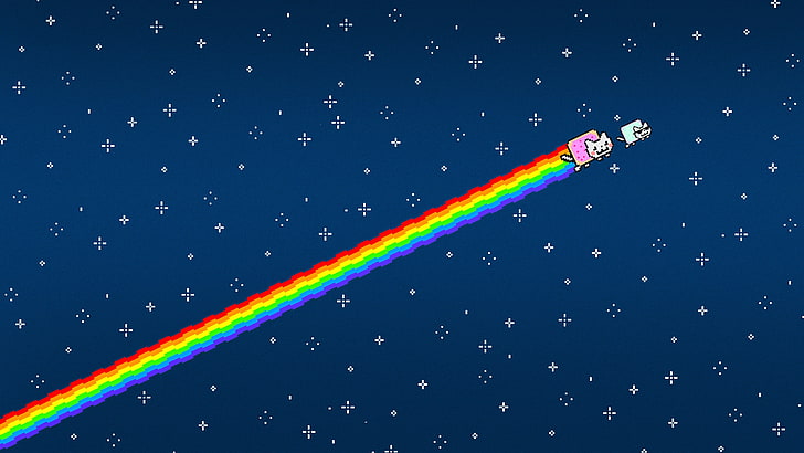 มีม, เรียบง่าย, ท้องฟ้า, เรียบง่าย, พื้นหลังที่เรียบง่าย, Nyan Cat, วอลล์เปเปอร์ HD