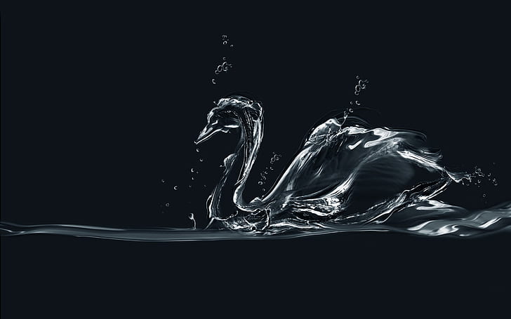 Water Swan, swan, art, design, HD wallpaper