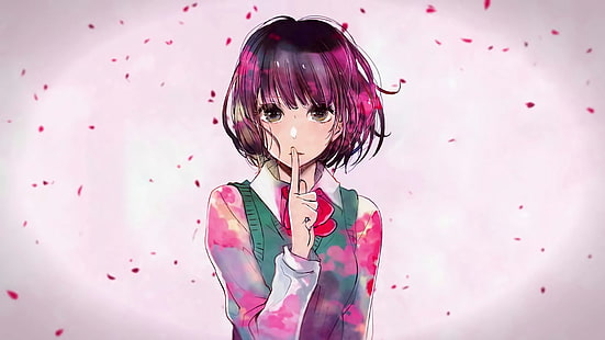 donna dai capelli rosa illustrazione, anime, Kuzu no Honkai, Hanabi Yasuraoka, Sfondo HD HD wallpaper
