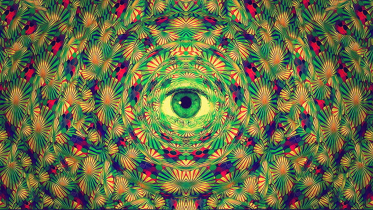Green, red, blue, and purple eye optical illusion wallpaper, psychedelic,  HD wallpaper | Wallpaperbetter