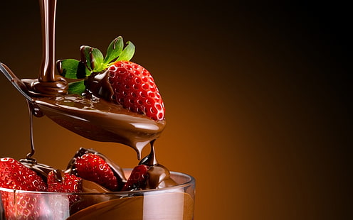 Cokelat dan Stroberi Makanan penutup, cokelat, stroberi, makanan penutup, Wallpaper HD HD wallpaper
