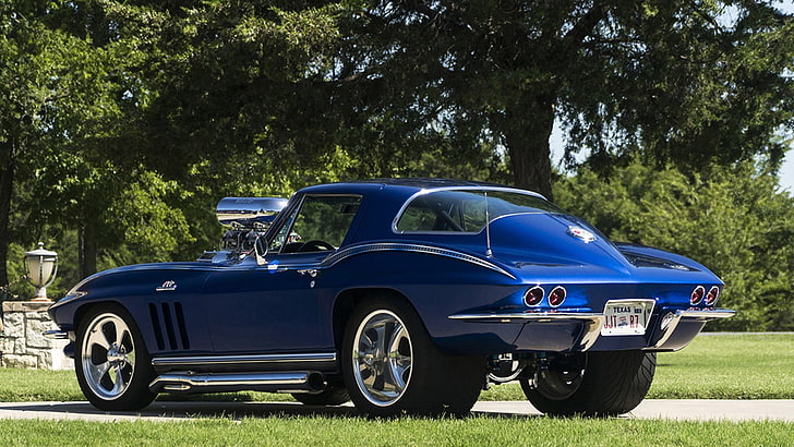 (c2), 1966, blå, bilar, Chevrolet, Corvette, Pro, Street, HD tapet