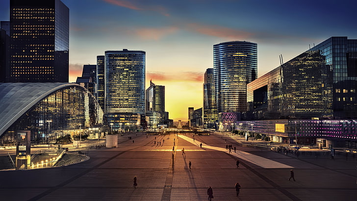 Stadtgebäude, Stadtbild, Stadt, städtisch, Sonnenuntergang, Paris, Frankreich, Architektur, Arc de Triomphe, Hauptstadt, HD-Hintergrundbild