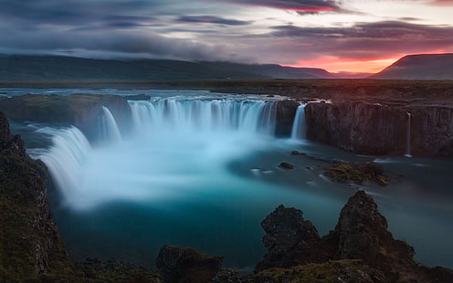 Godafoss Waterfalls Iceland, Cascadas, Islandia, Godafoss, Fondo de pantalla HD HD wallpaper