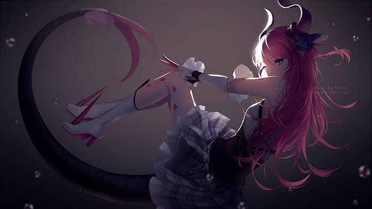 アニメ、アニメの女の子、角、シンプルな背景、ピンクの髪、ブーツ、長い髪、Fate / Grand Order、 HDデスクトップの壁紙